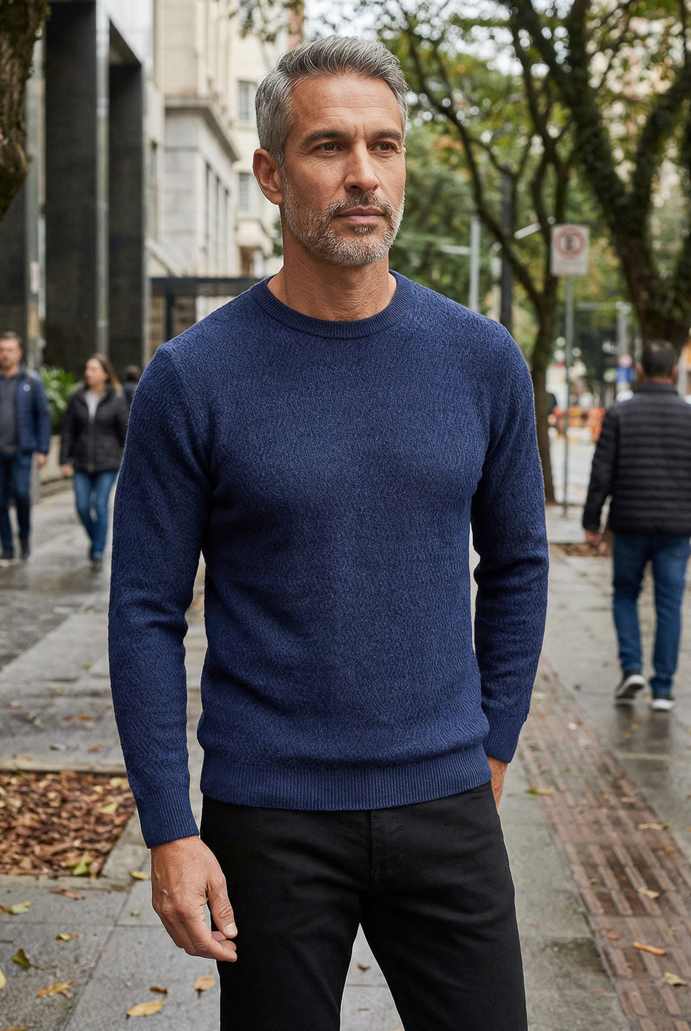 Blusa suéter masculina gola redonda 90217