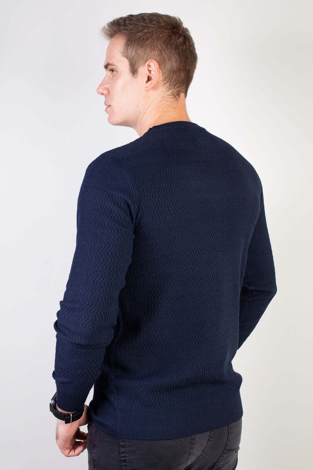 Blusa suéter masculina gola redonda 90217 - Enluaze