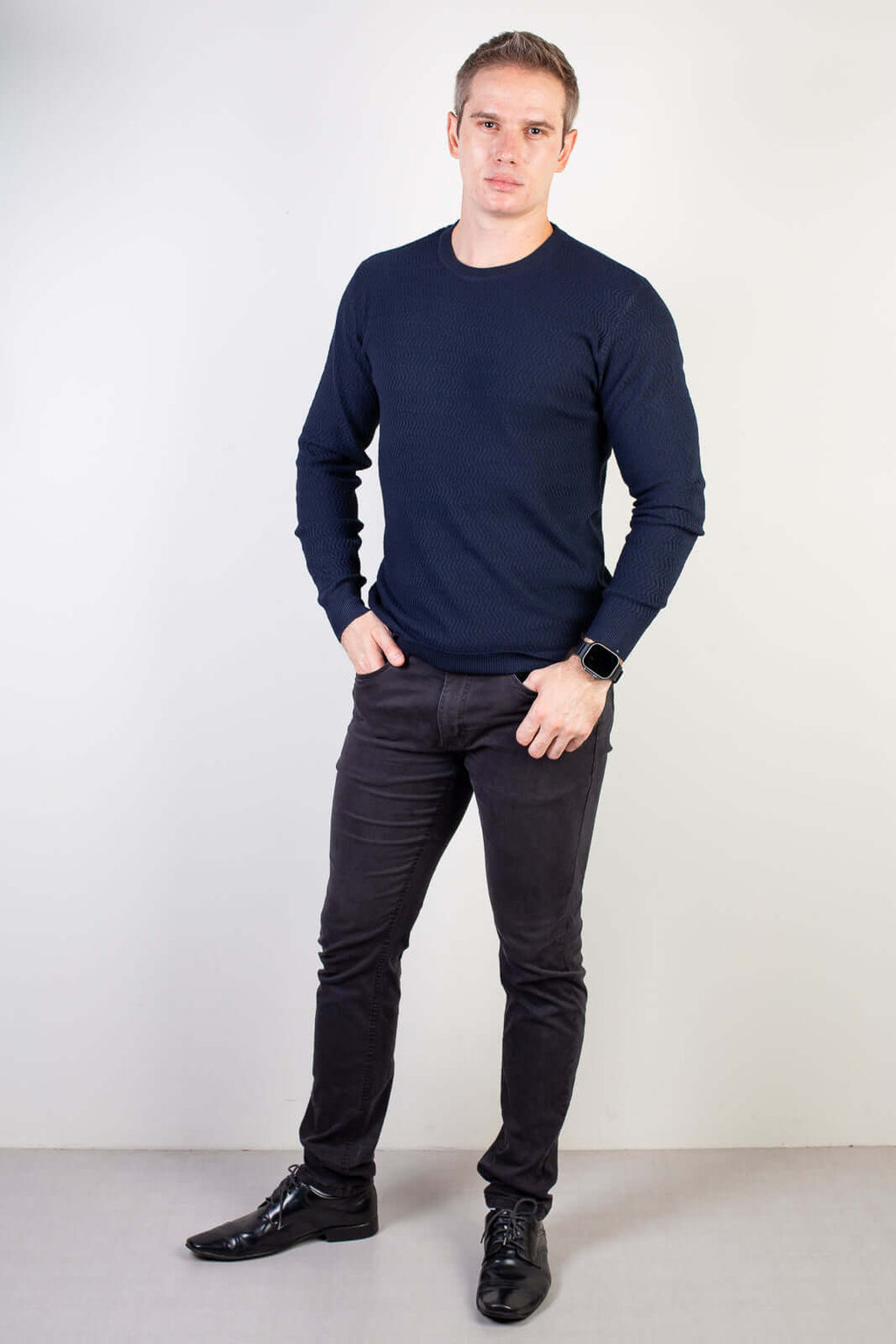 Blusa suéter masculina gola redonda 90217 - Enluaze