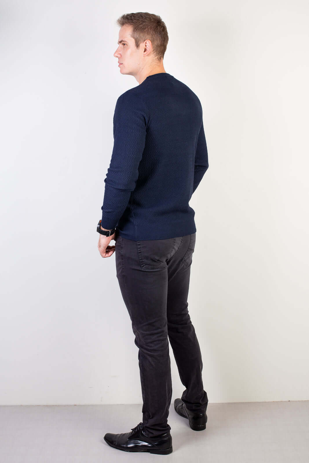 Blusa suéter masculina gola redonda 90217 - Enluaze