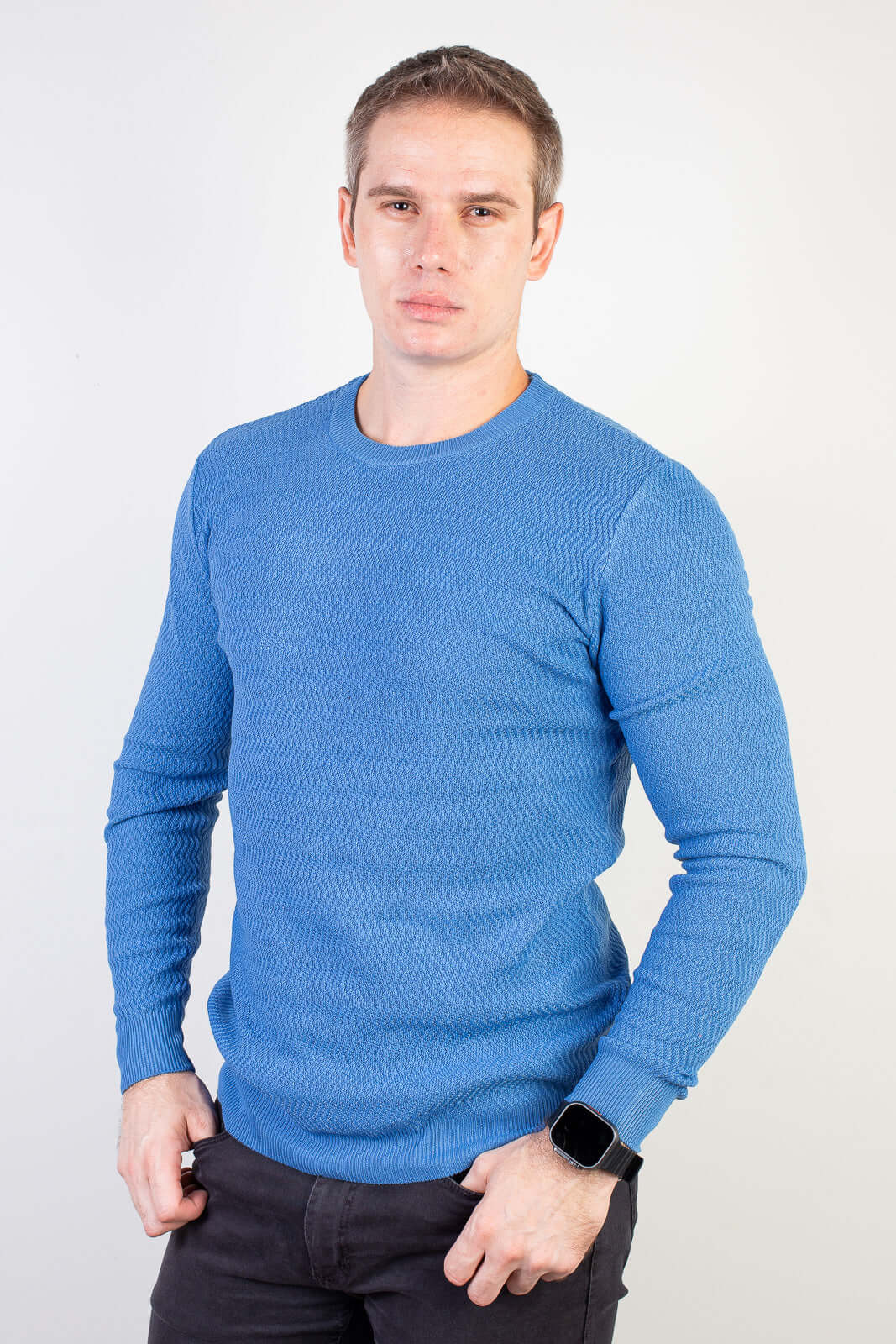 Blusa suéter masculina gola redonda 90217 - Enluaze