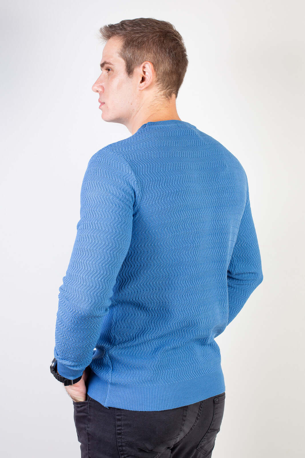 Blusa suéter masculina gola redonda 90217 - Enluaze