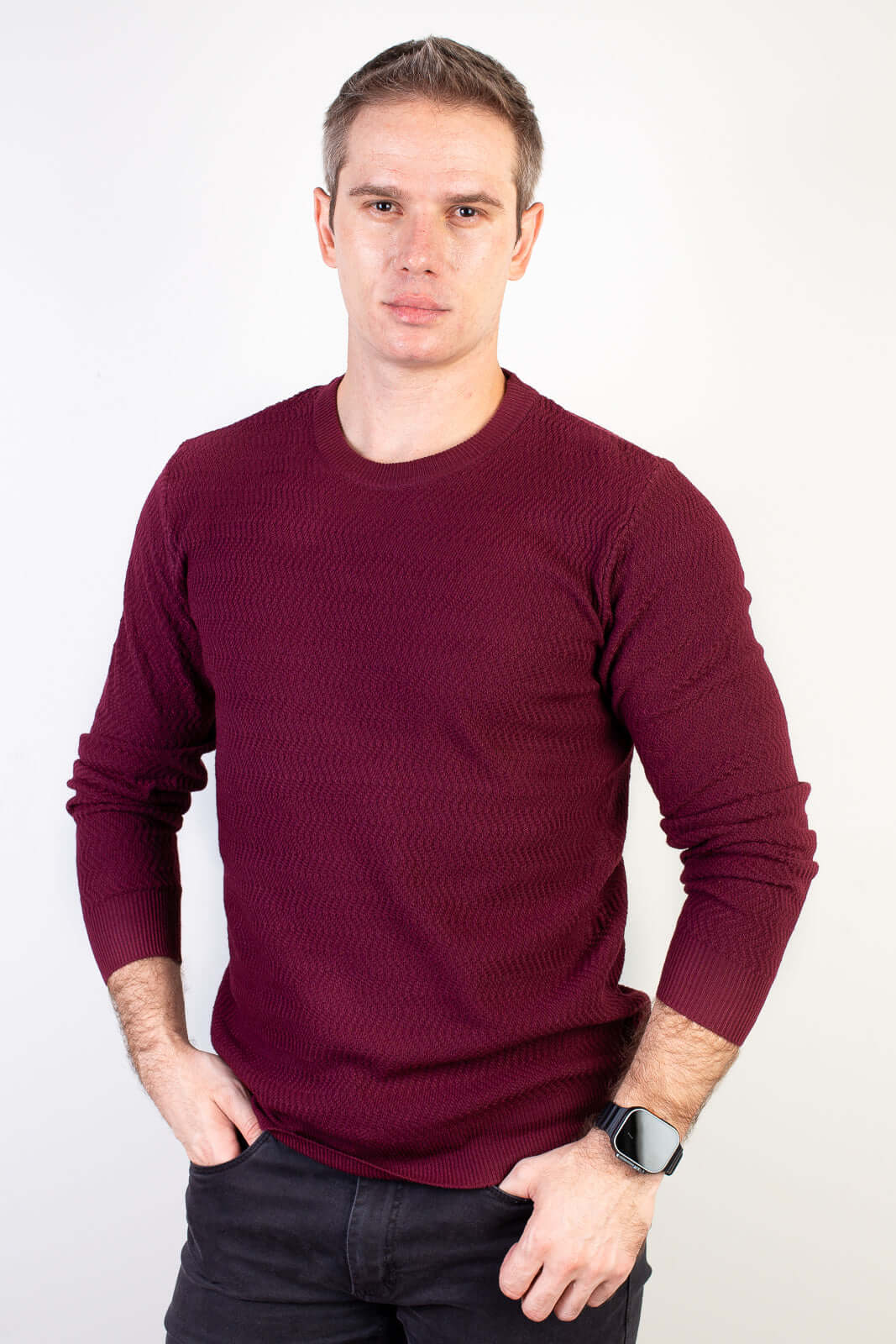 Blusa suéter masculina gola redonda 90217 - Enluaze