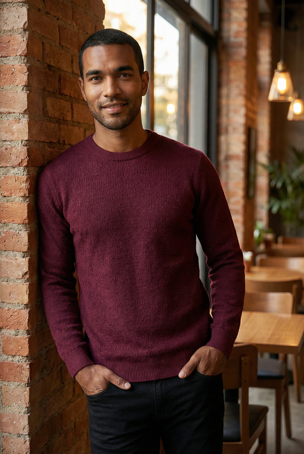 Blusa suéter masculina gola redonda 90217