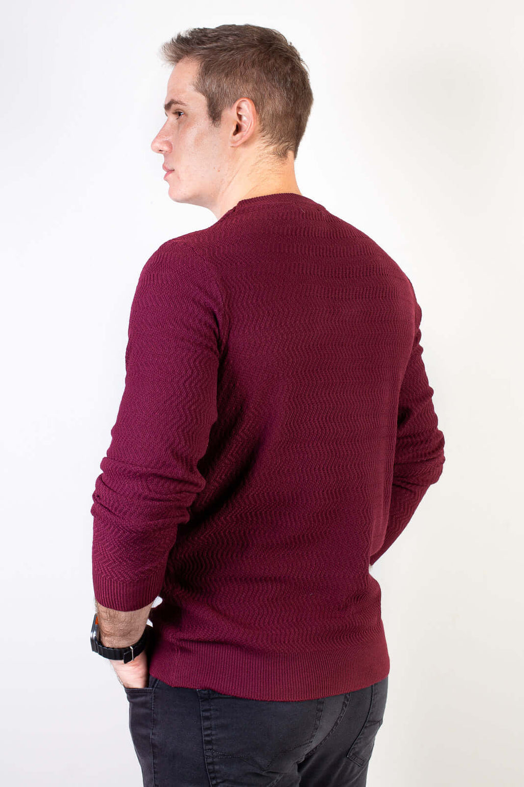 Blusa suéter masculina gola redonda 90217 - Enluaze