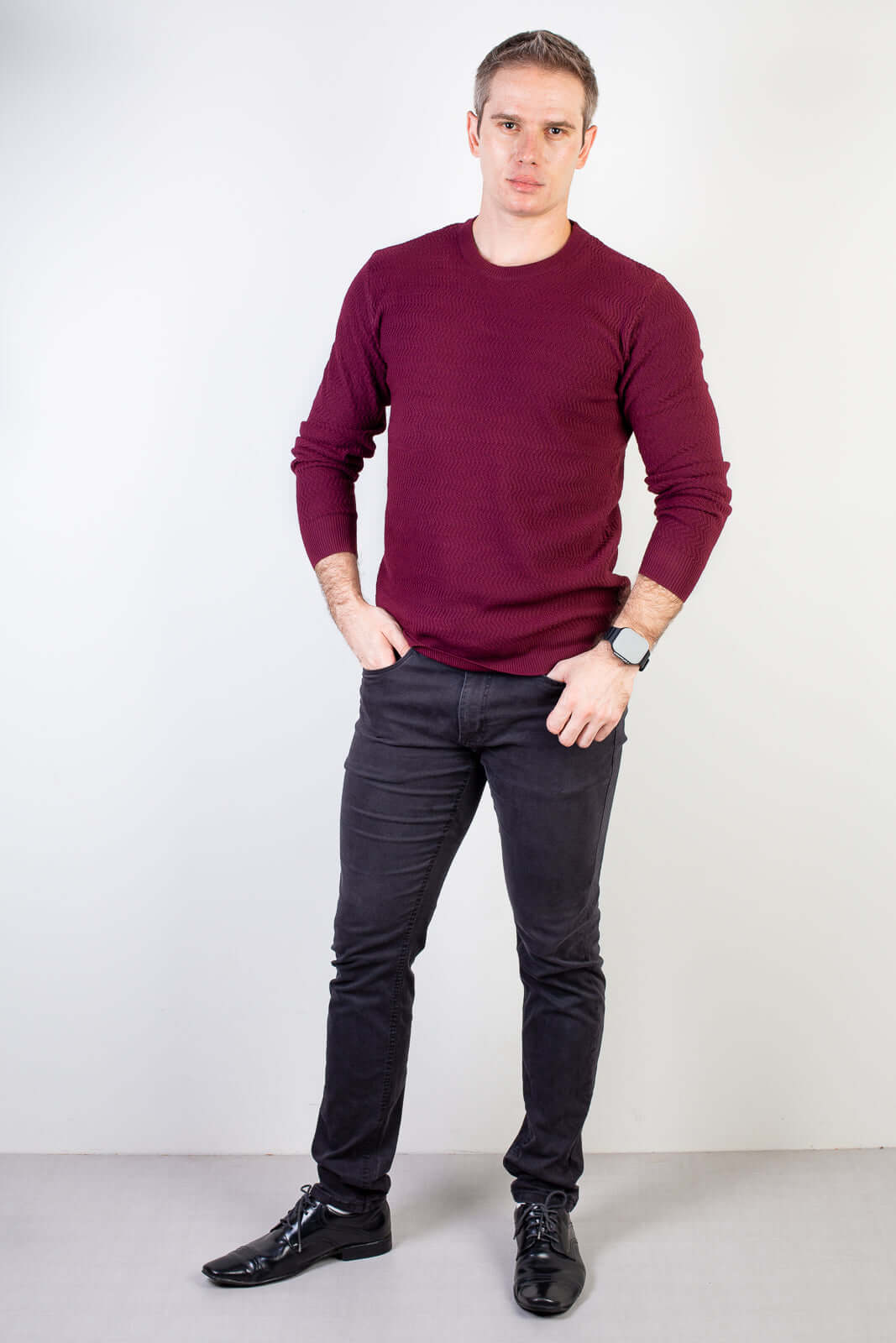 Blusa suéter masculina gola redonda 90217 - Enluaze