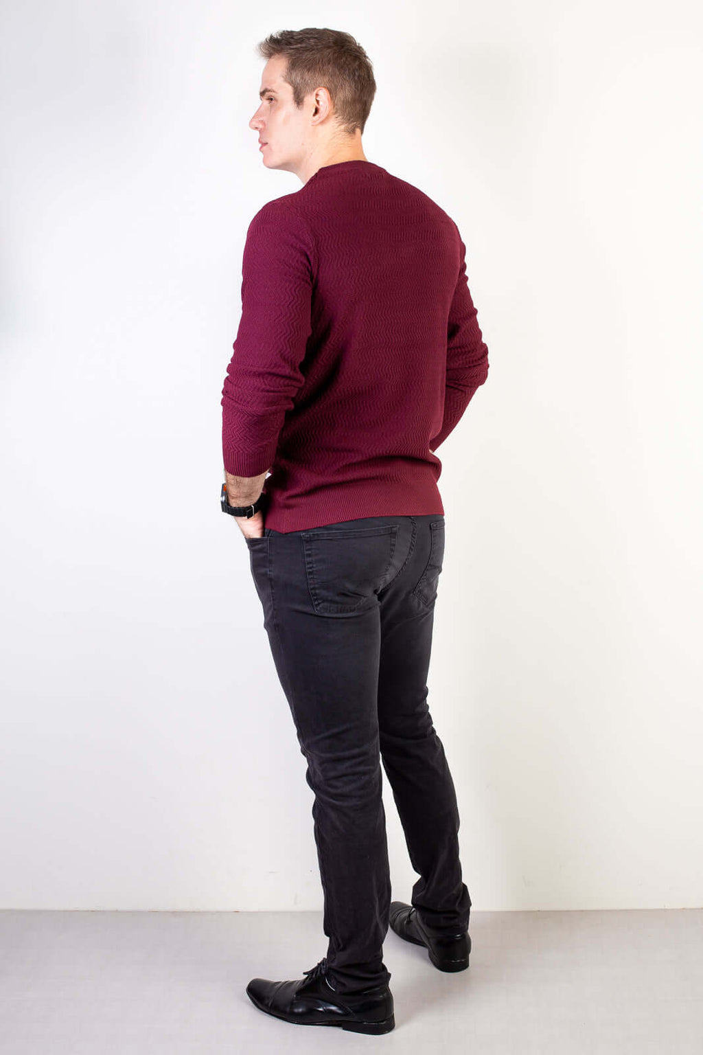 Blusa suéter masculina gola redonda 90217 - Enluaze