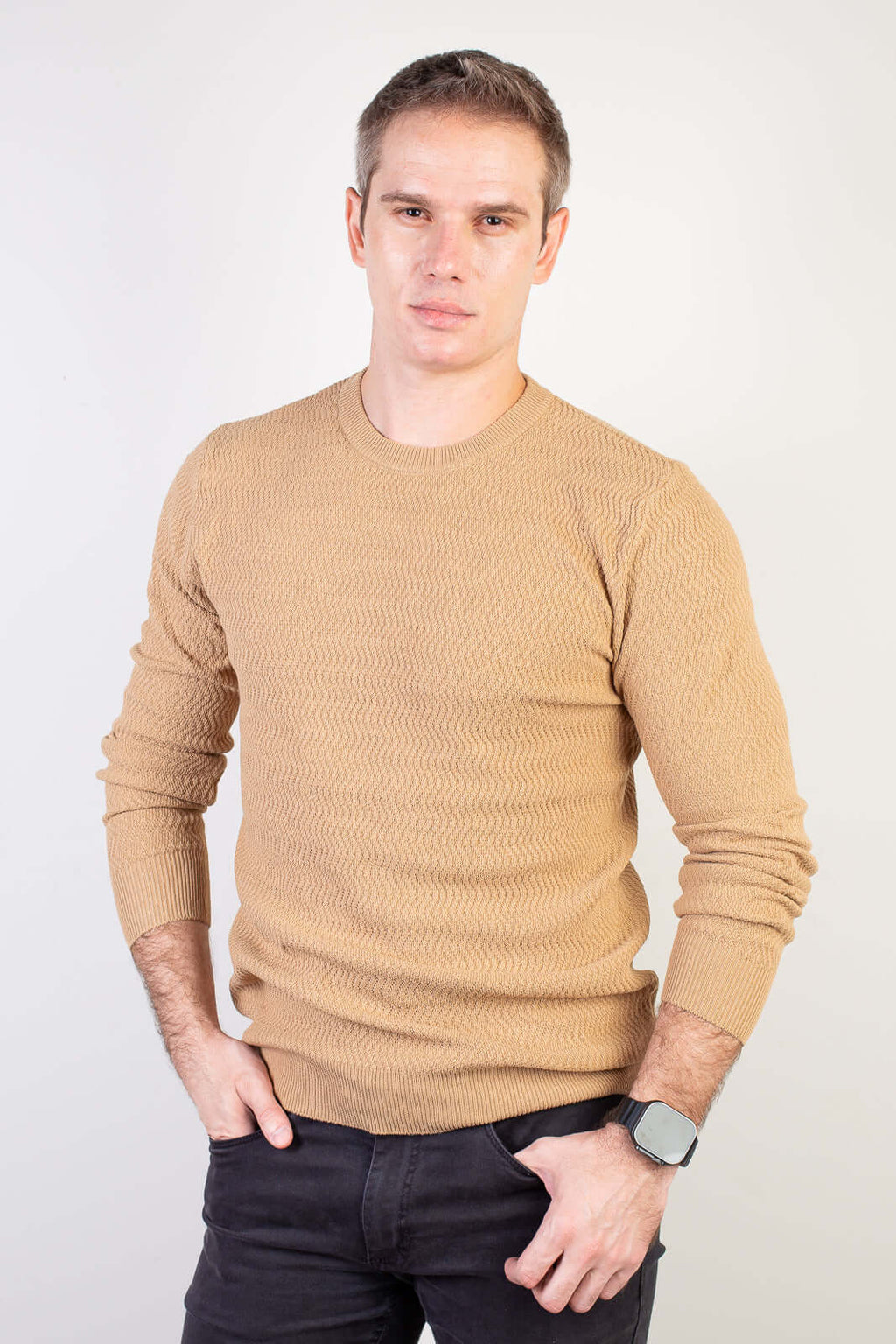 Blusa suéter masculina gola redonda 90217 - Enluaze