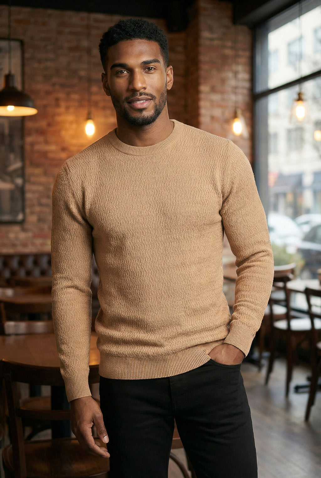 Blusa suéter masculina gola redonda 90217