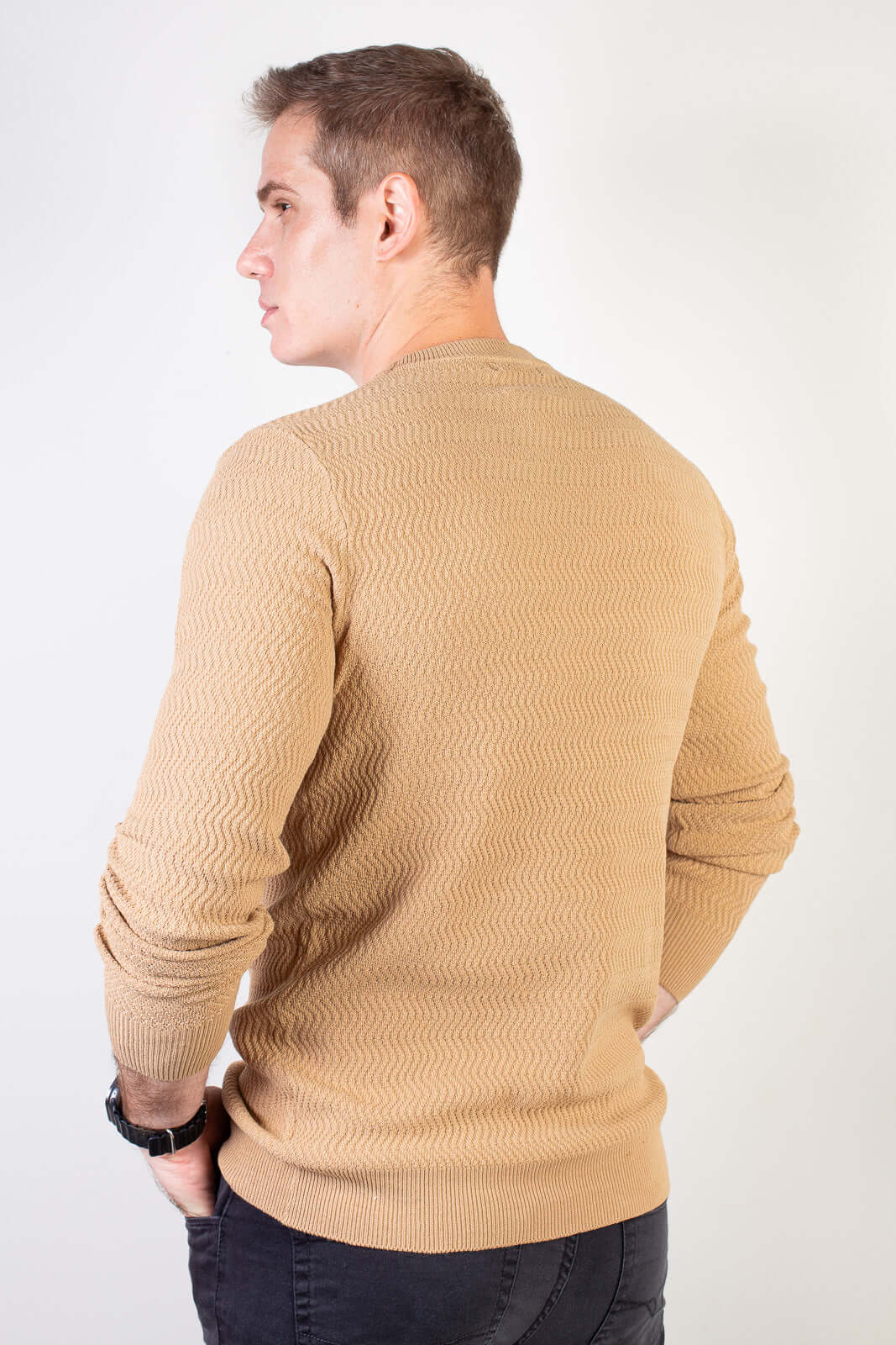 Blusa suéter masculina gola redonda 90217 - Enluaze