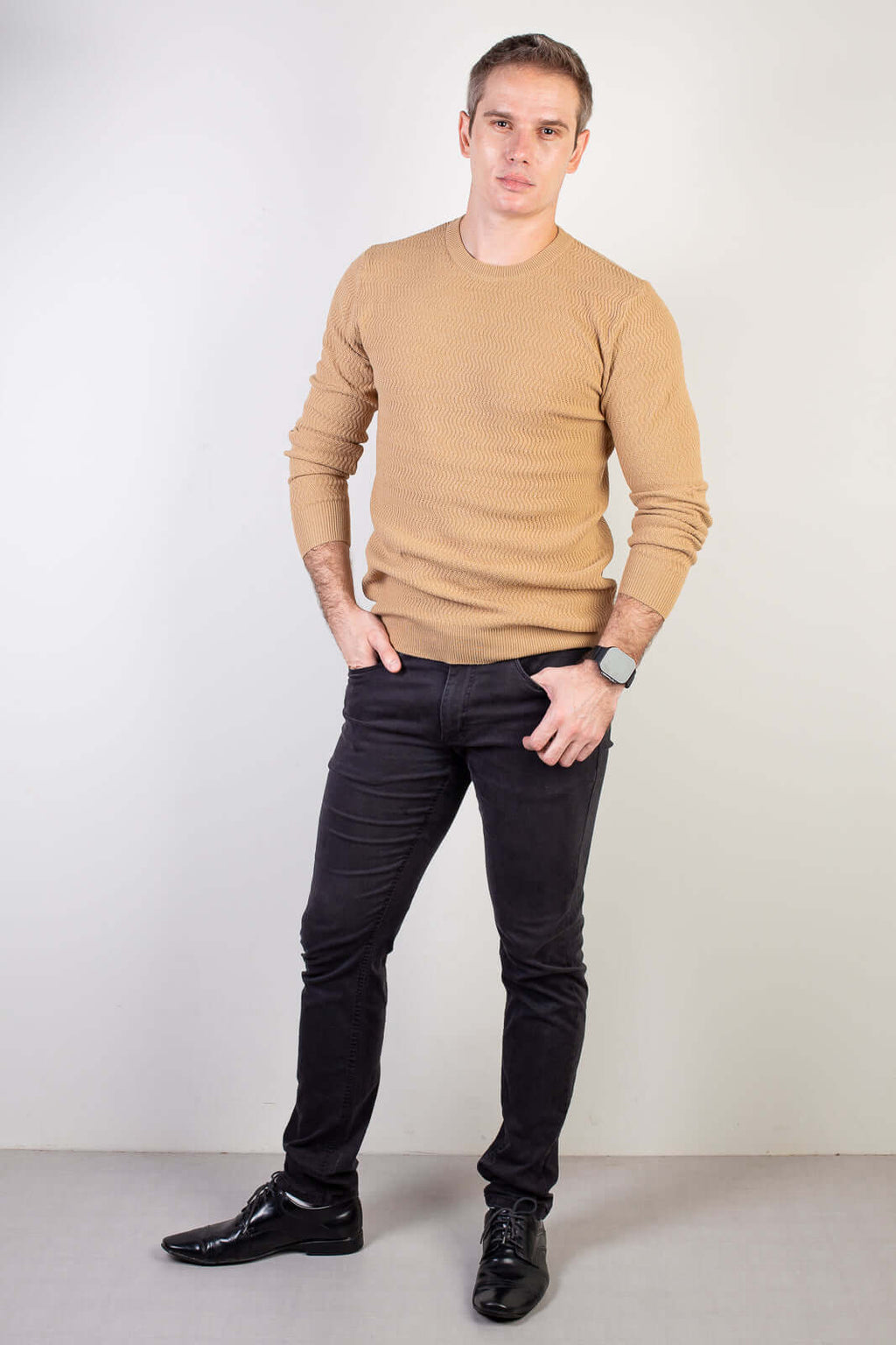 Blusa suéter masculina gola redonda 90217 - Enluaze