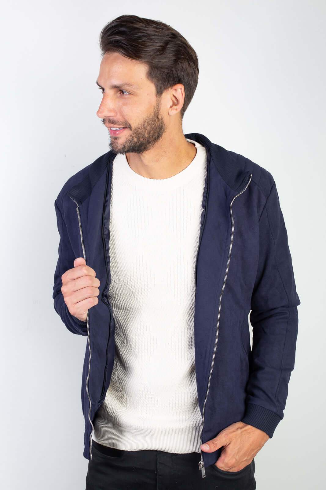 Jaqueta suede capuz e gola moletom removível 91391 - Enluaze