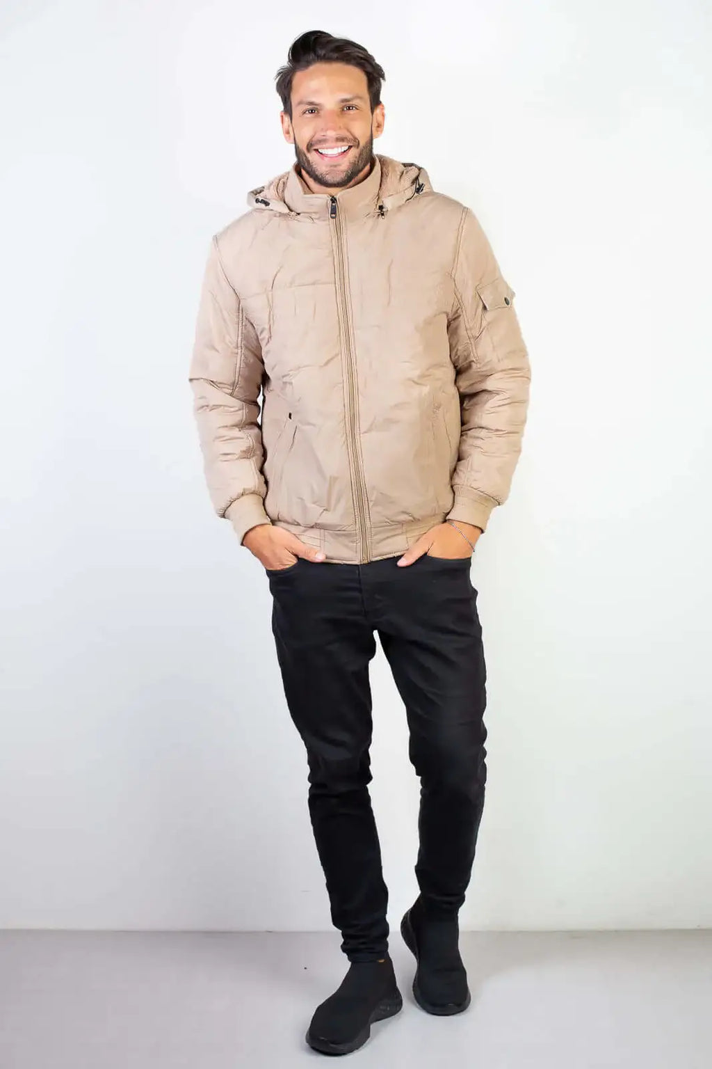 Jaqueta masculina impermeável com capuz 94265 - Enluaze