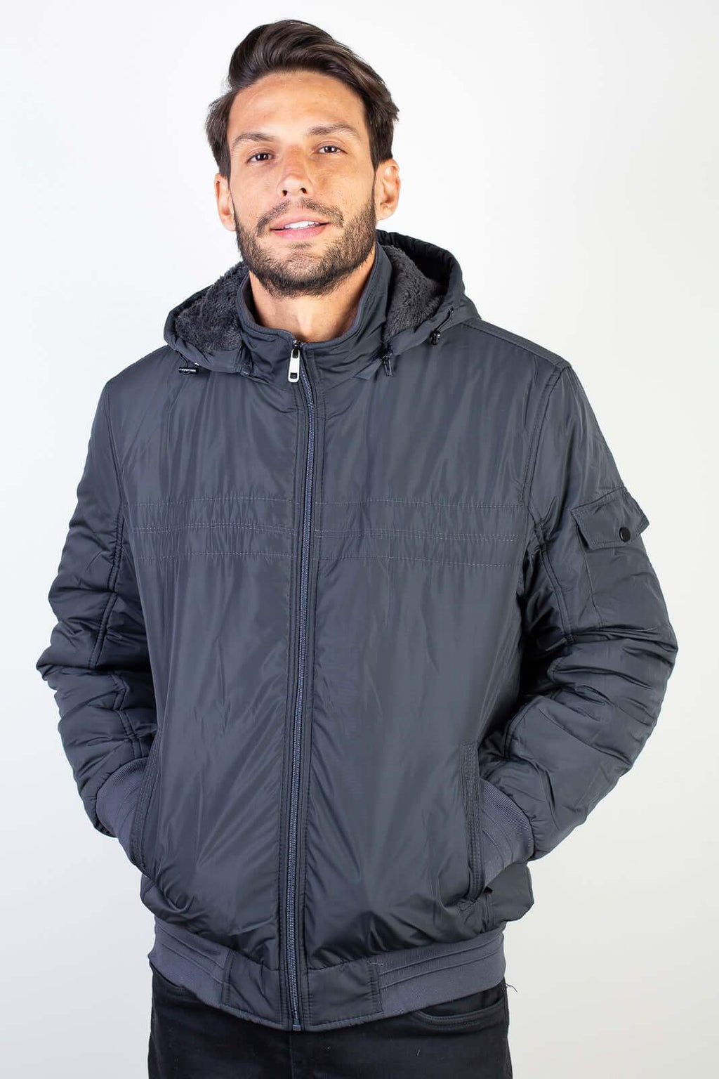 Jaqueta masculina impermeável com capuz 94265 - Enluaze