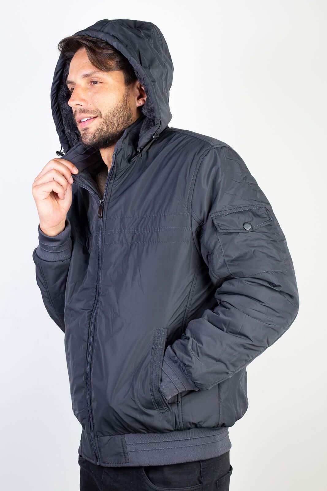 Jaqueta masculina impermeável com capuz 94265 - Enluaze