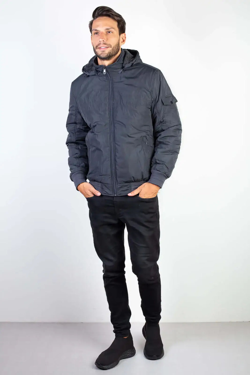 Jaqueta masculina impermeável com capuz 94265 - Enluaze