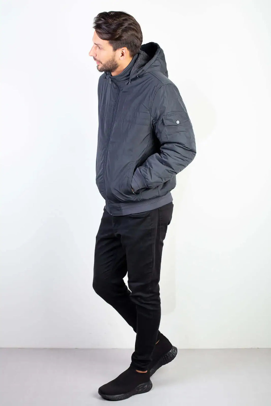 Jaqueta masculina impermeável com capuz 94265 - Enluaze