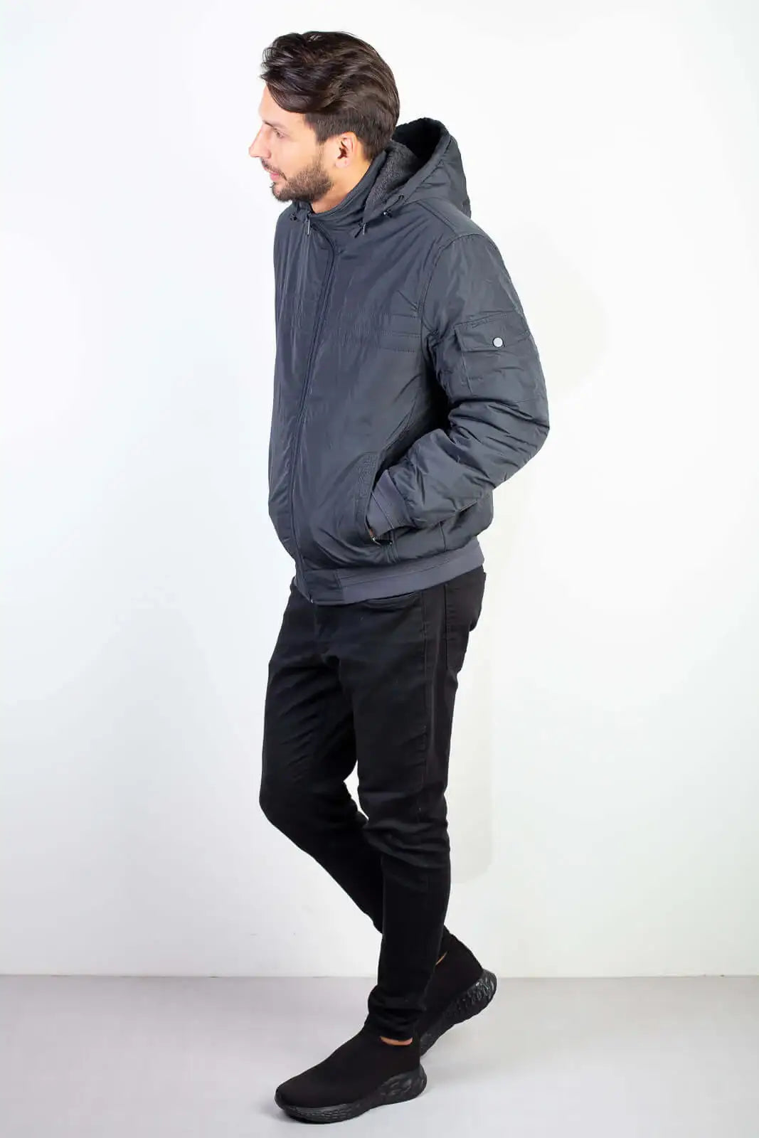 Jaqueta masculina impermeável com capuz 94265 - Enluaze