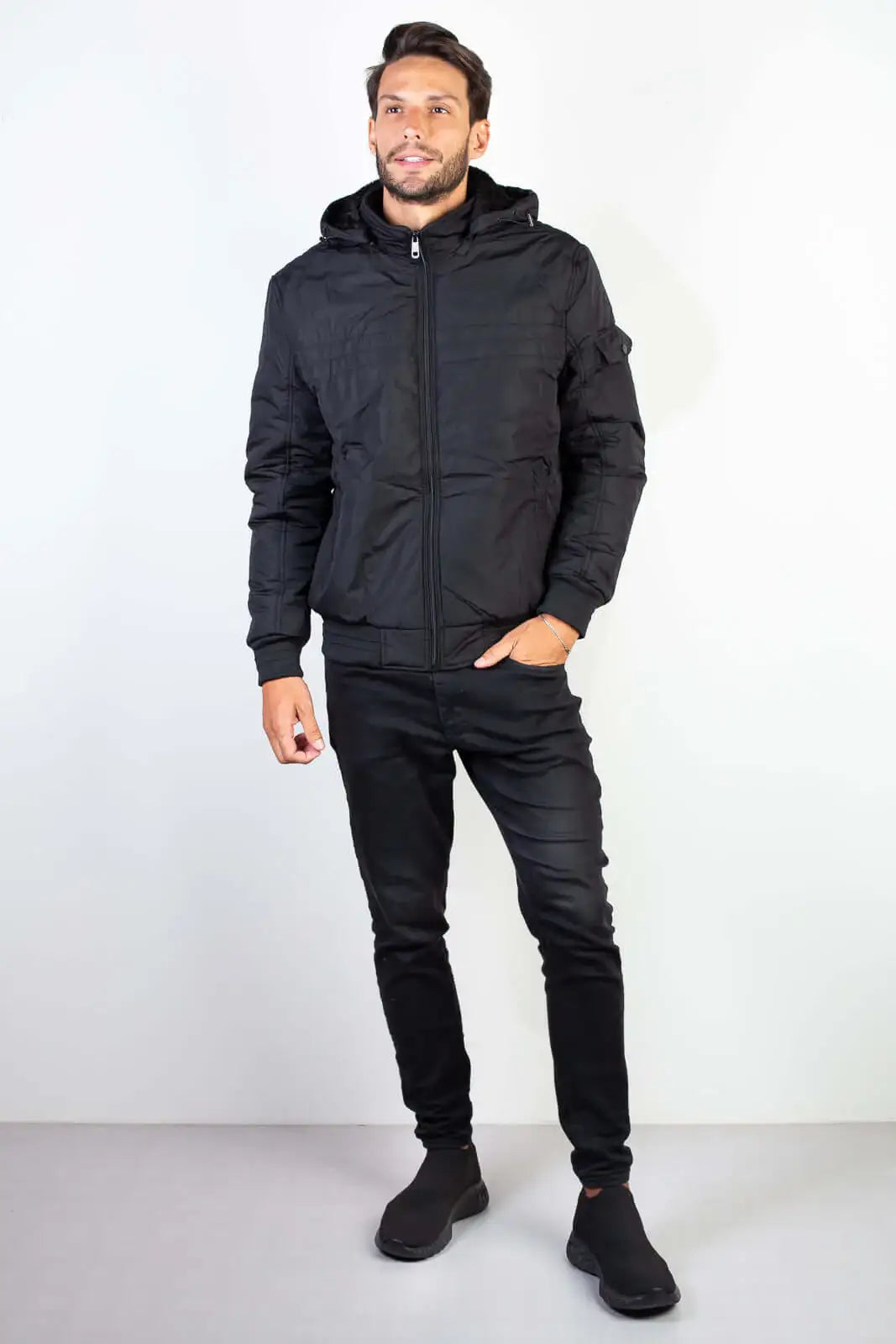 Jaqueta masculina impermeável com capuz 94265 - Enluaze