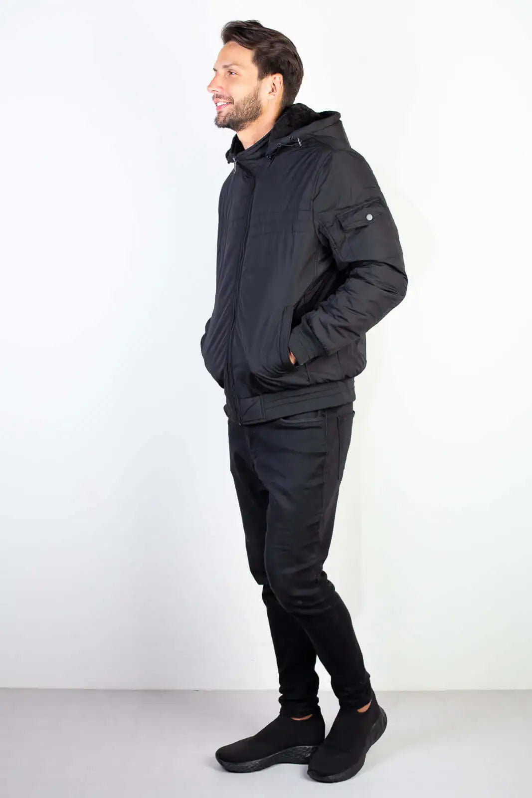 Jaqueta masculina impermeável com capuz 94265 - Enluaze