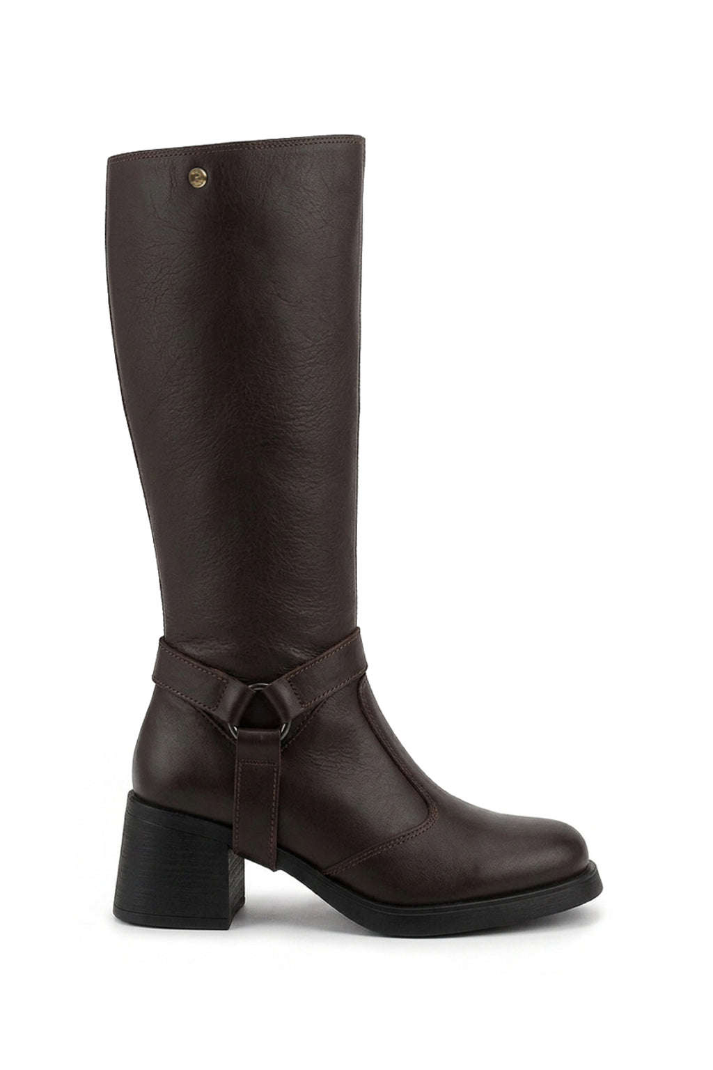 Bota de couro feminina 2 em 1 salto bloco 0172