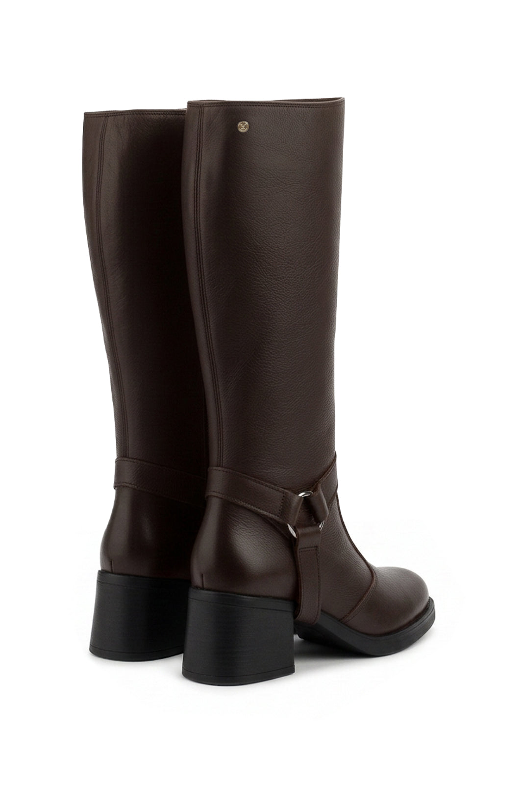 Bota de couro feminina 2 em 1 salto bloco 0172
