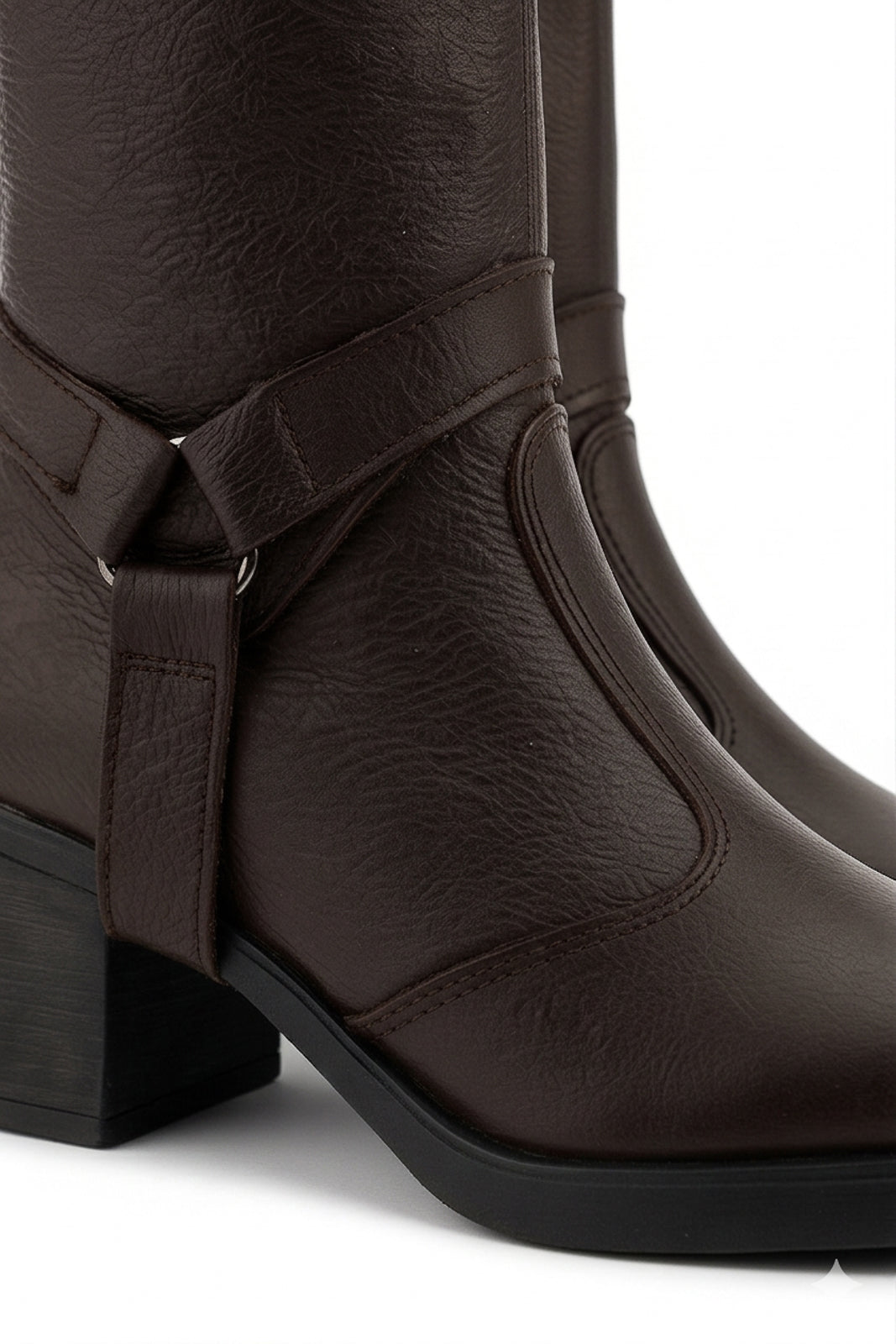Bota de couro feminina 2 em 1 salto bloco 0172