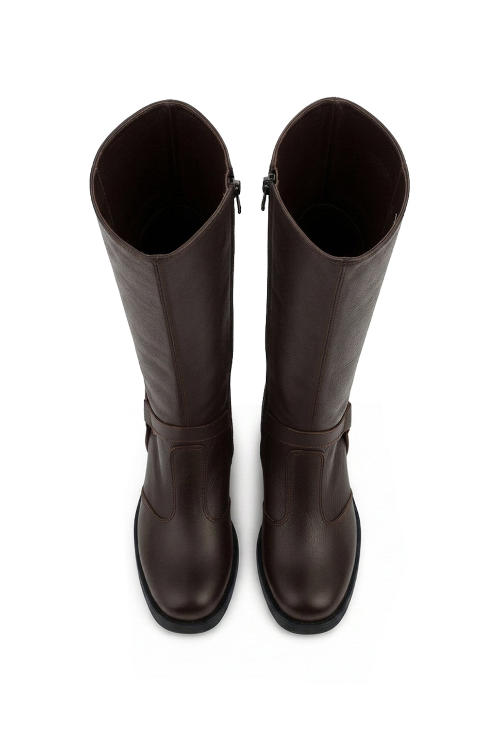 Bota de couro feminina 2 em 1 salto bloco 0172
