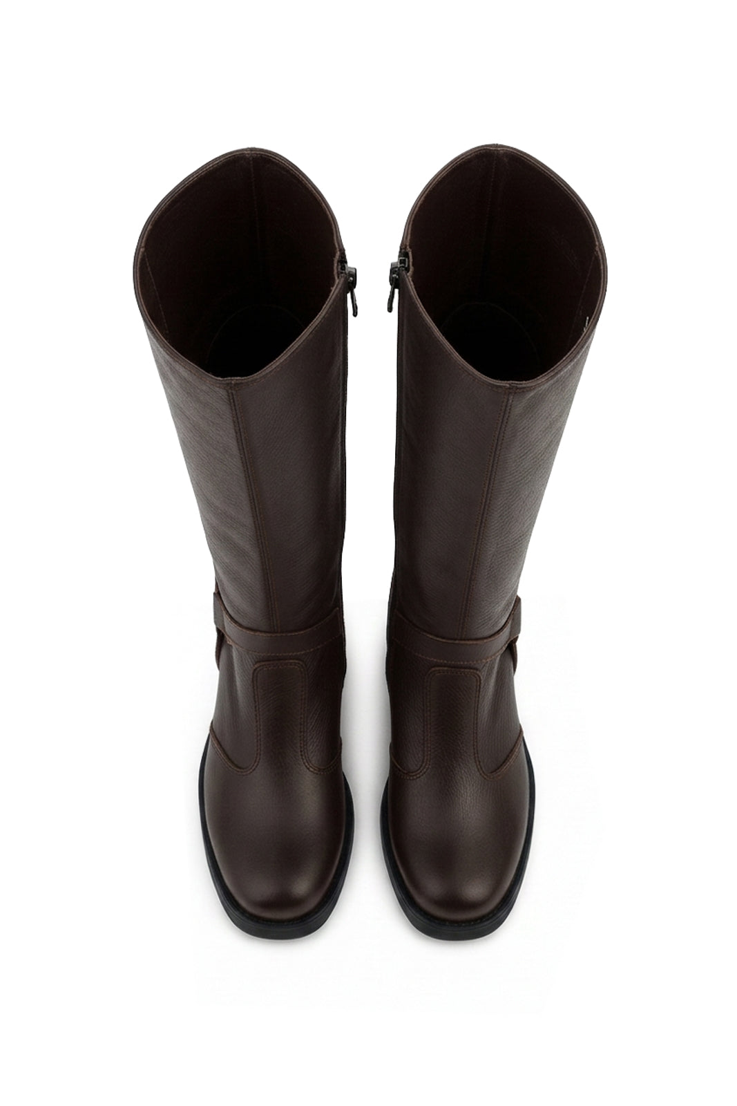 Bota de couro feminina 2 em 1 salto bloco 0172
