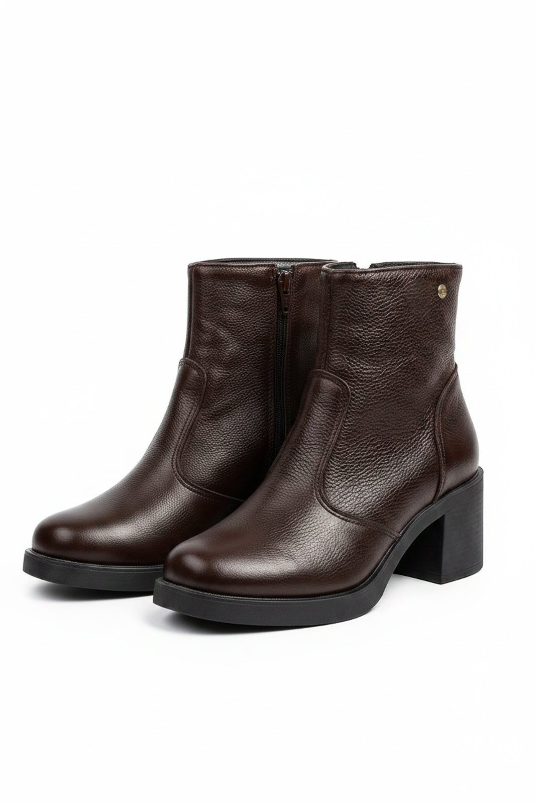 Bota de couro feminina 2 em 1 salto bloco 0172