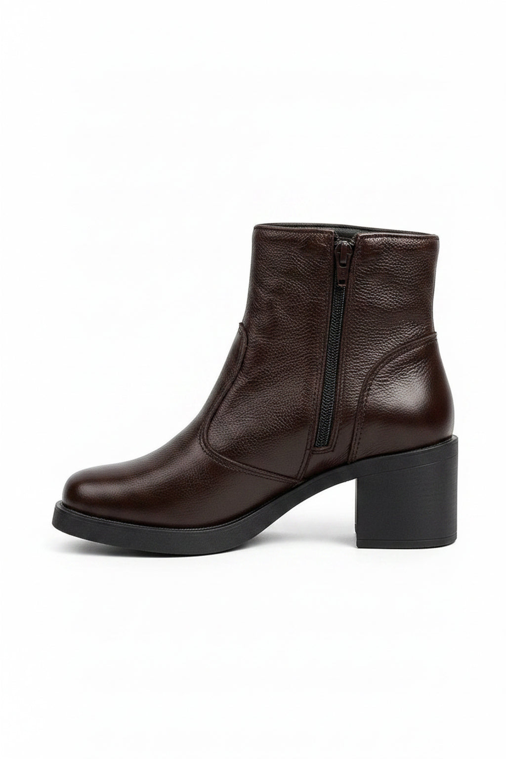 Bota de couro feminina 2 em 1 salto bloco 0172