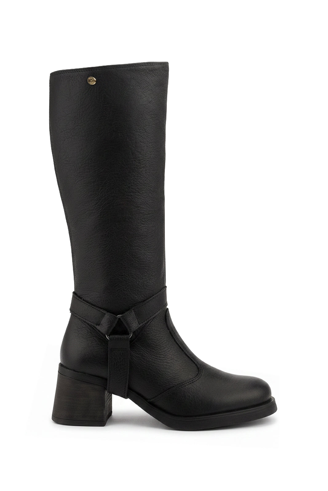 Bota de couro feminina 2 em 1 salto bloco 0172
