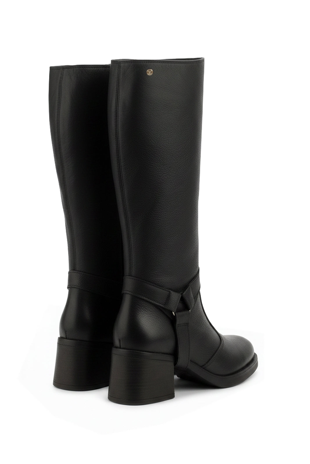 Bota de couro feminina 2 em 1 salto bloco 0172