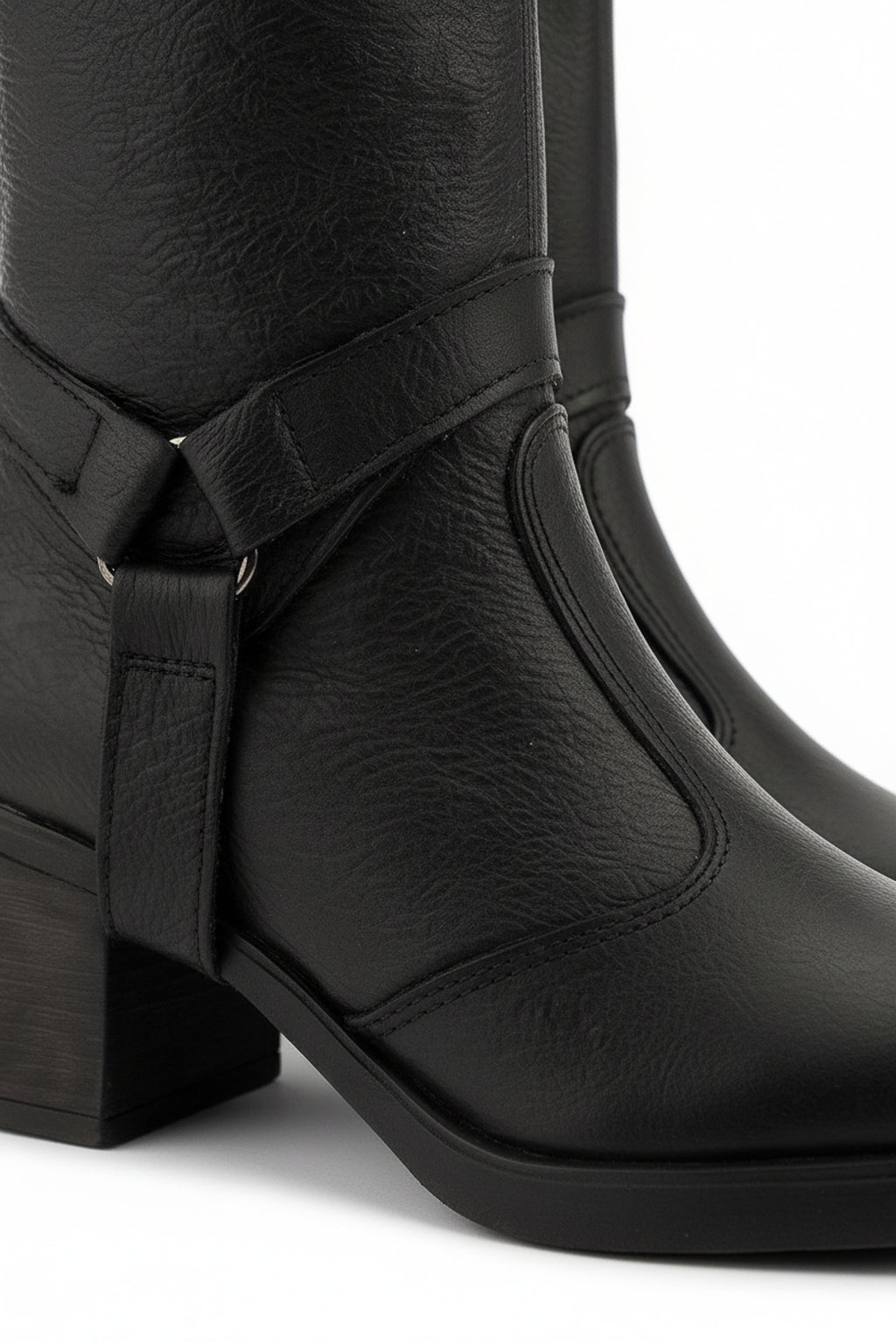 Bota de couro feminina 2 em 1 salto bloco 0172