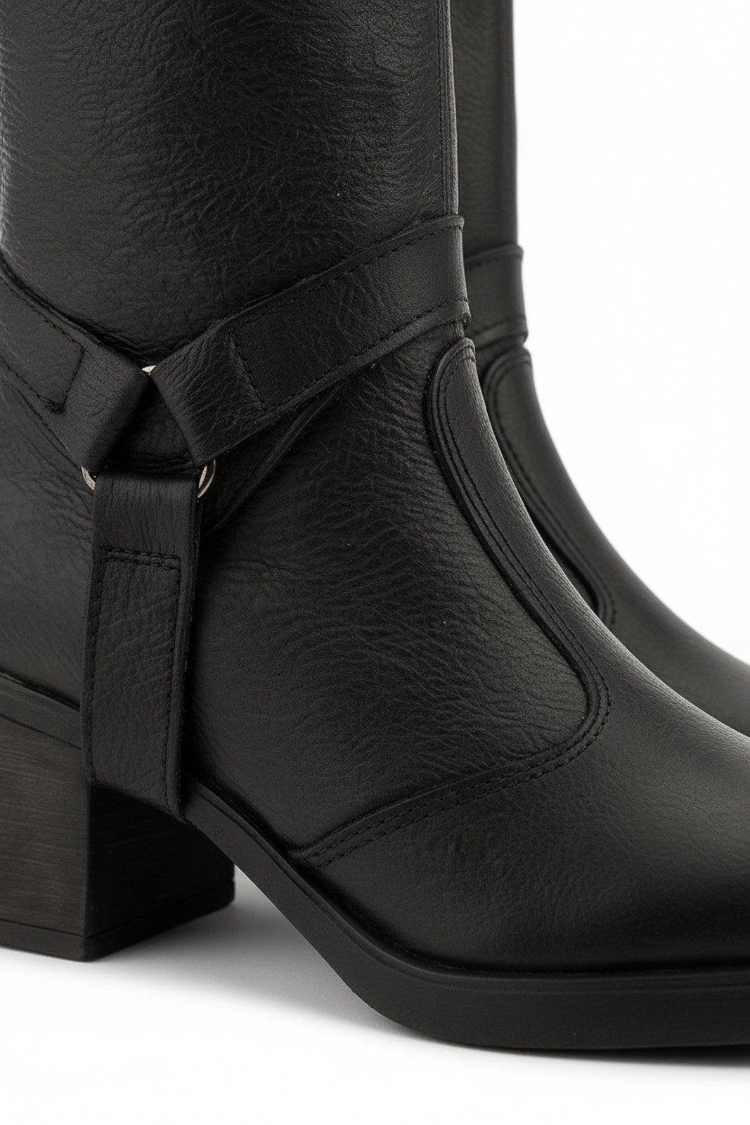 Bota de couro feminina 2 em 1 salto bloco 0172
