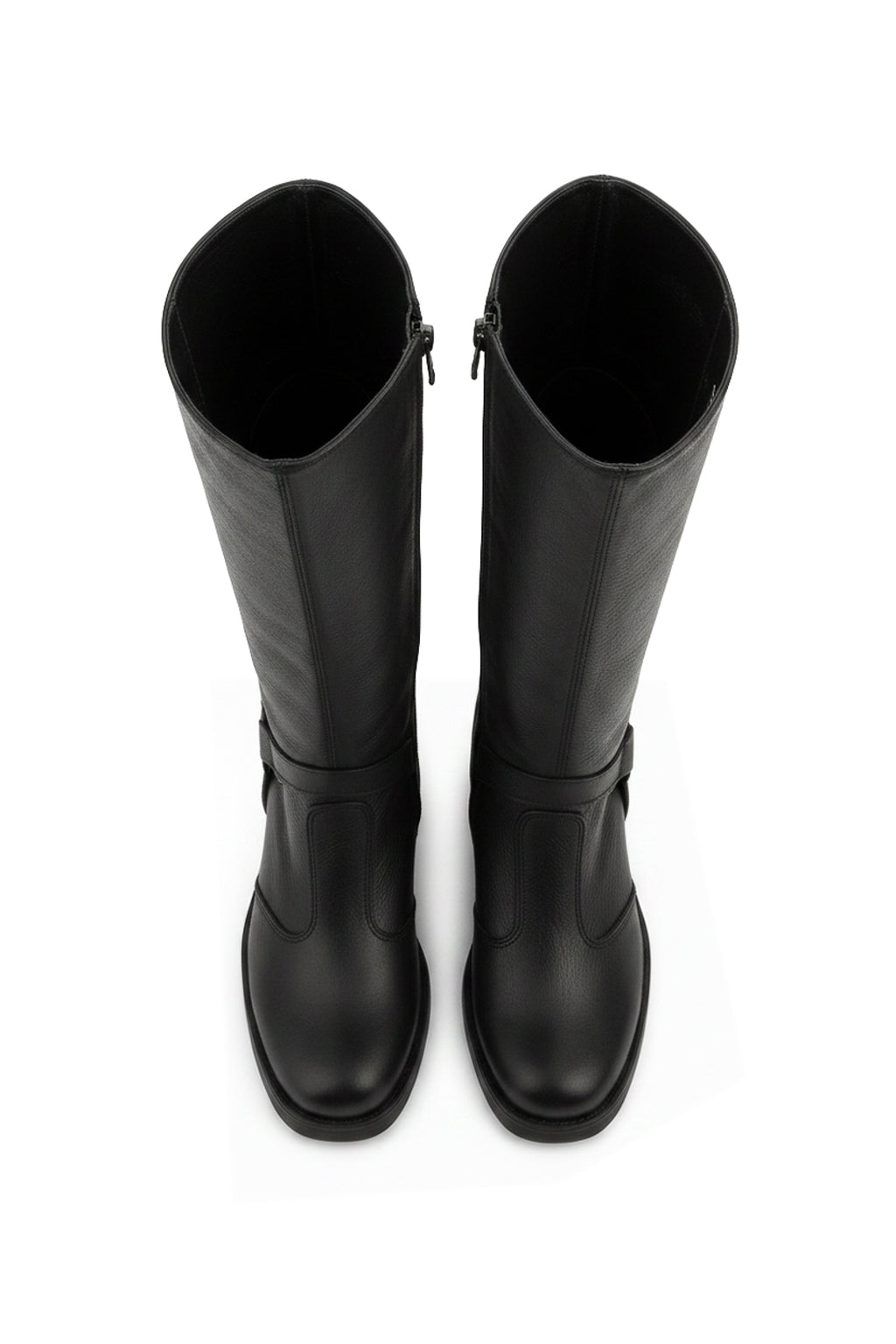 Bota de couro feminina 2 em 1 salto bloco 0172