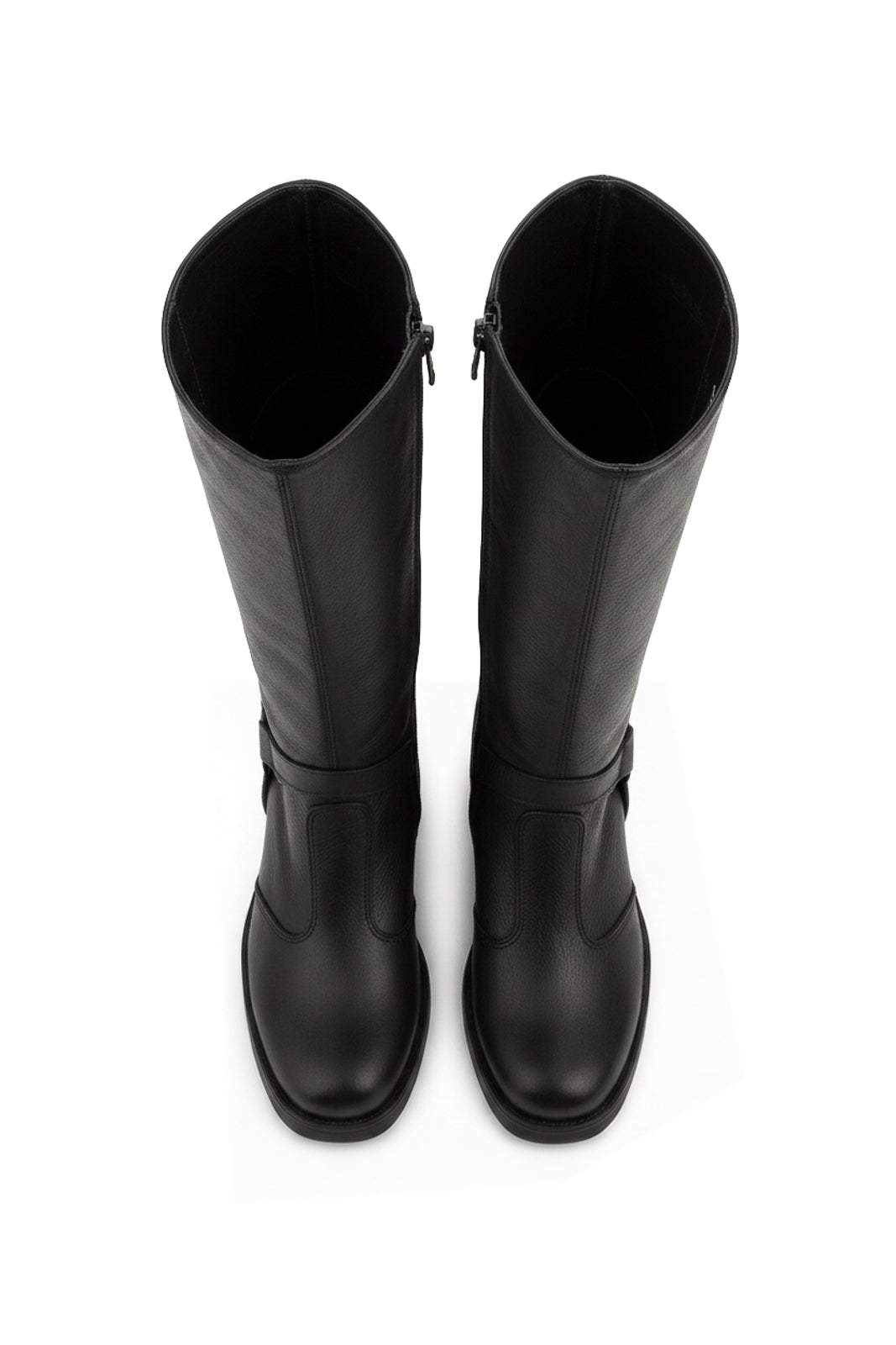 Bota de couro feminina 2 em 1 salto bloco 0172