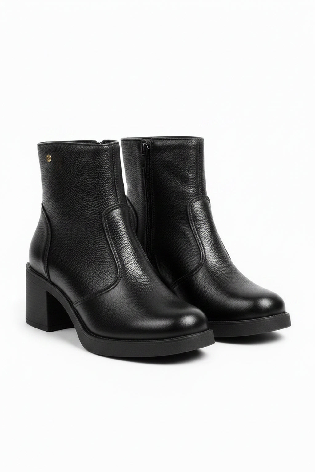 Bota de couro feminina 2 em 1 salto bloco 0172