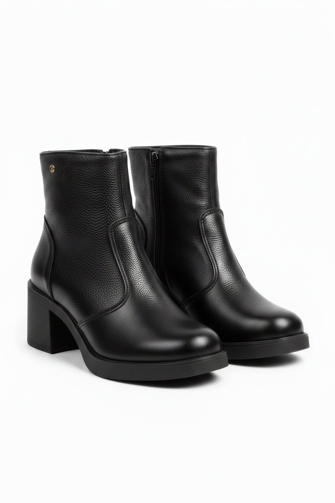 Bota de couro feminina 2 em 1 salto bloco 0172