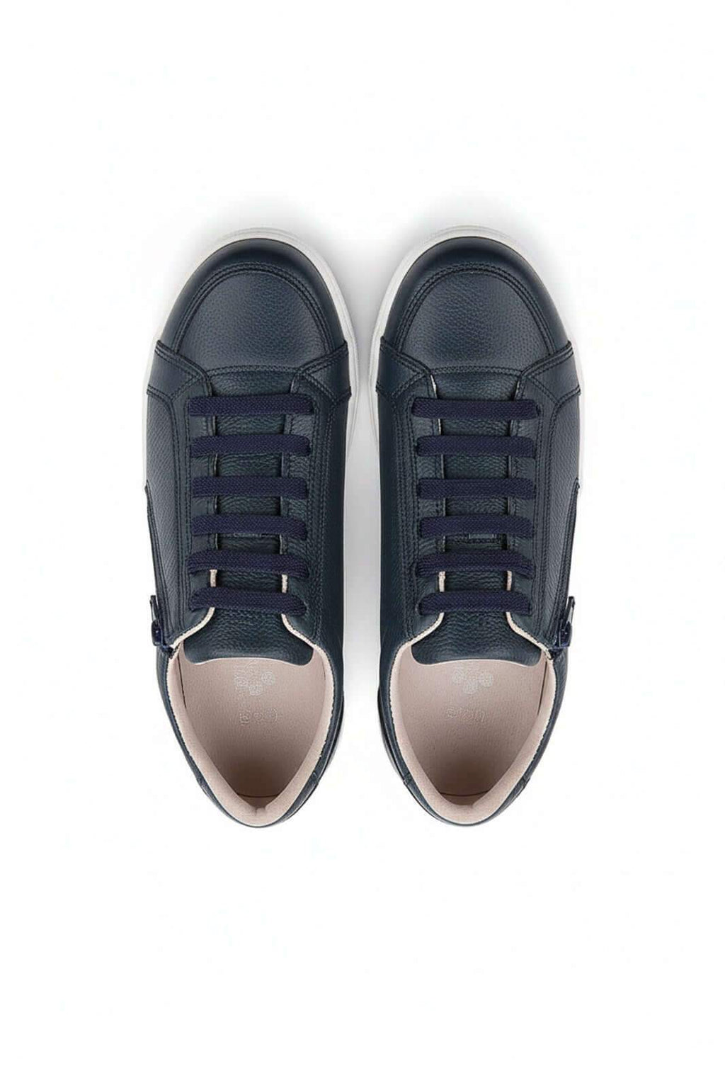 Tênis feminino em couro com elástico e zíper 0203 - Enluaze