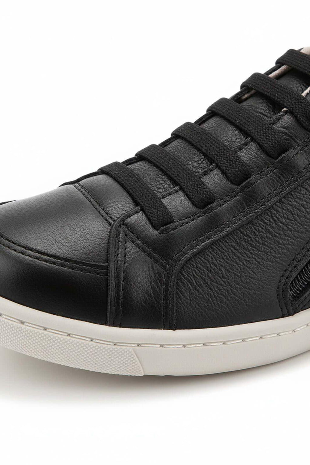 Tênis feminino em couro com elástico e zíper 0203 - Enluaze