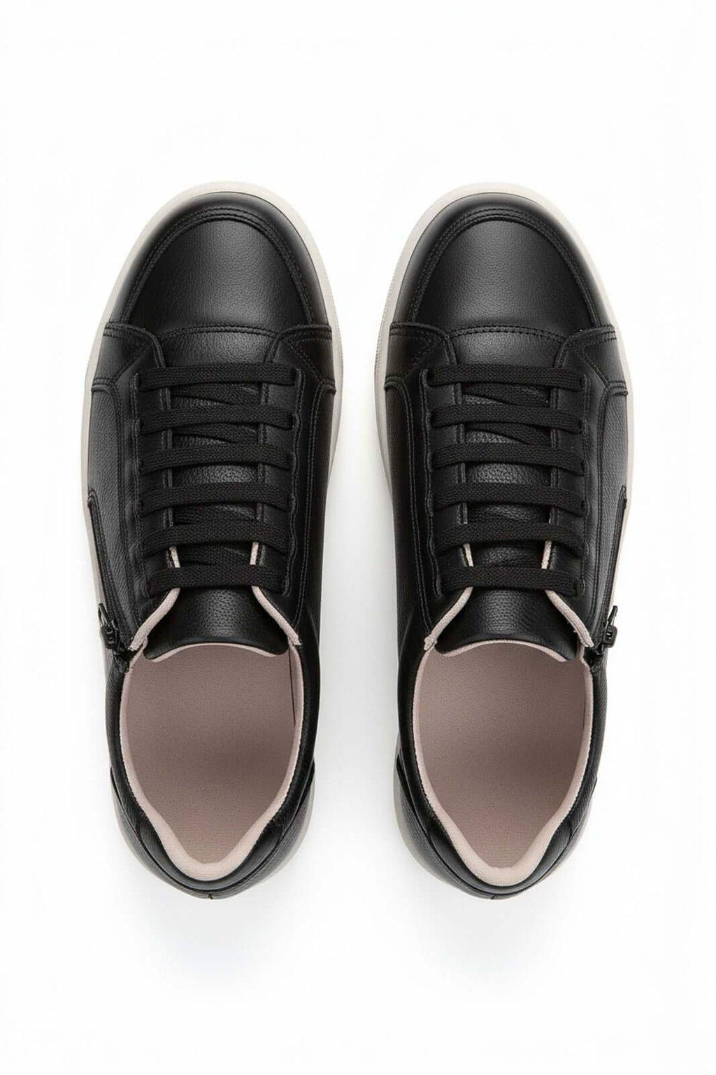 Tênis feminino em couro com elástico e zíper 0203 - Enluaze