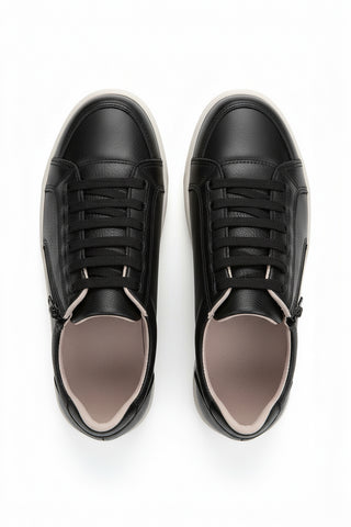 Tênis feminino em couro com elástico e zíper 0203