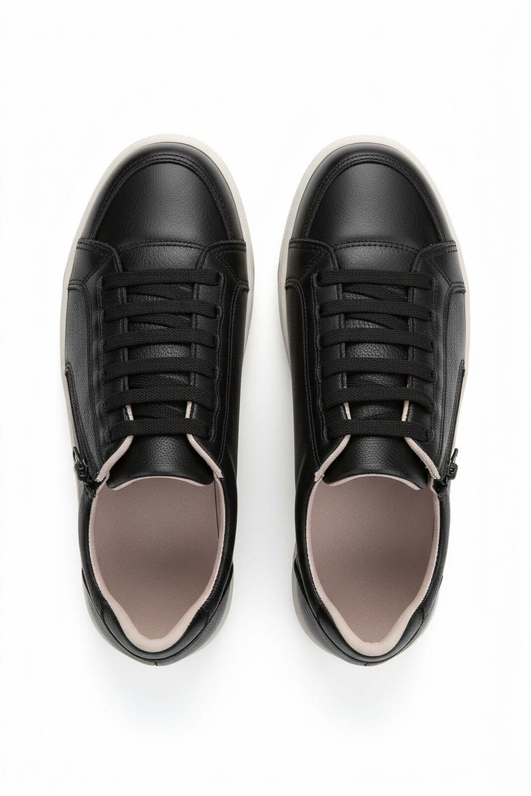 Tênis feminino em couro com elástico e zíper 0203 - Enluaze