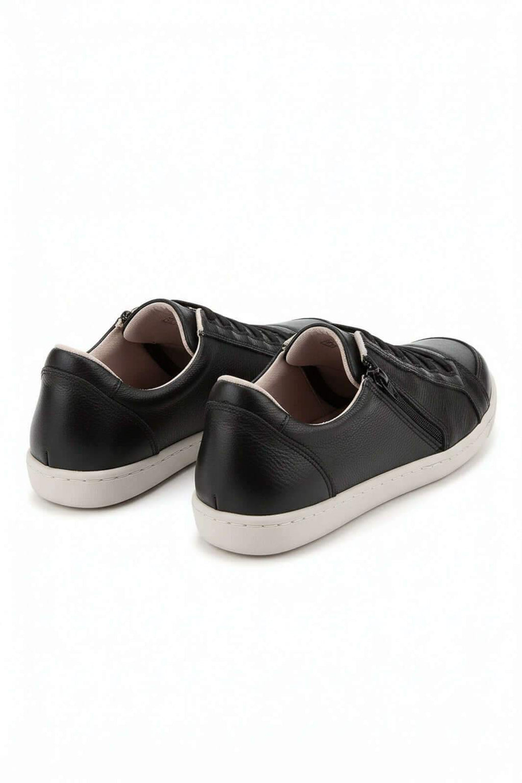 Tênis feminino em couro com elástico e zíper 0203 - Enluaze