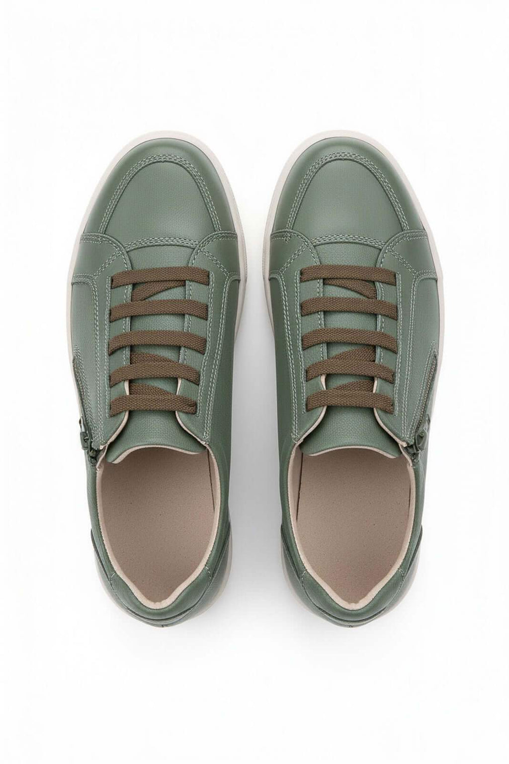 Tênis feminino em couro com elástico e zíper 0203 - Enluaze