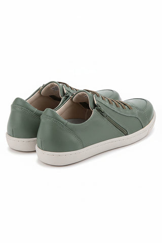 Tênis feminino em couro com elástico e zíper 0203