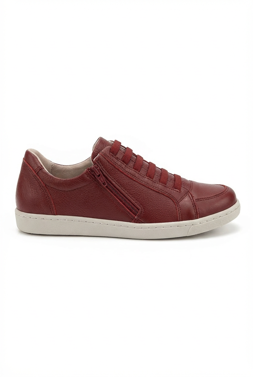Tênis feminino em couro com elástico e zíper 0203
