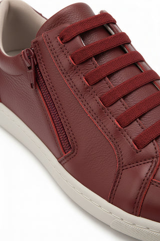 Tênis feminino em couro com elástico e zíper 0203