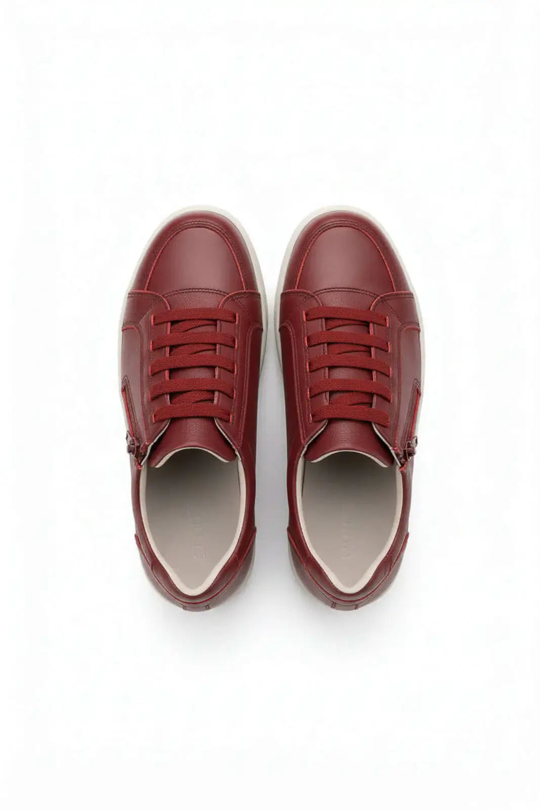 Tênis feminino em couro com elástico e zíper 0203 - Enluaze